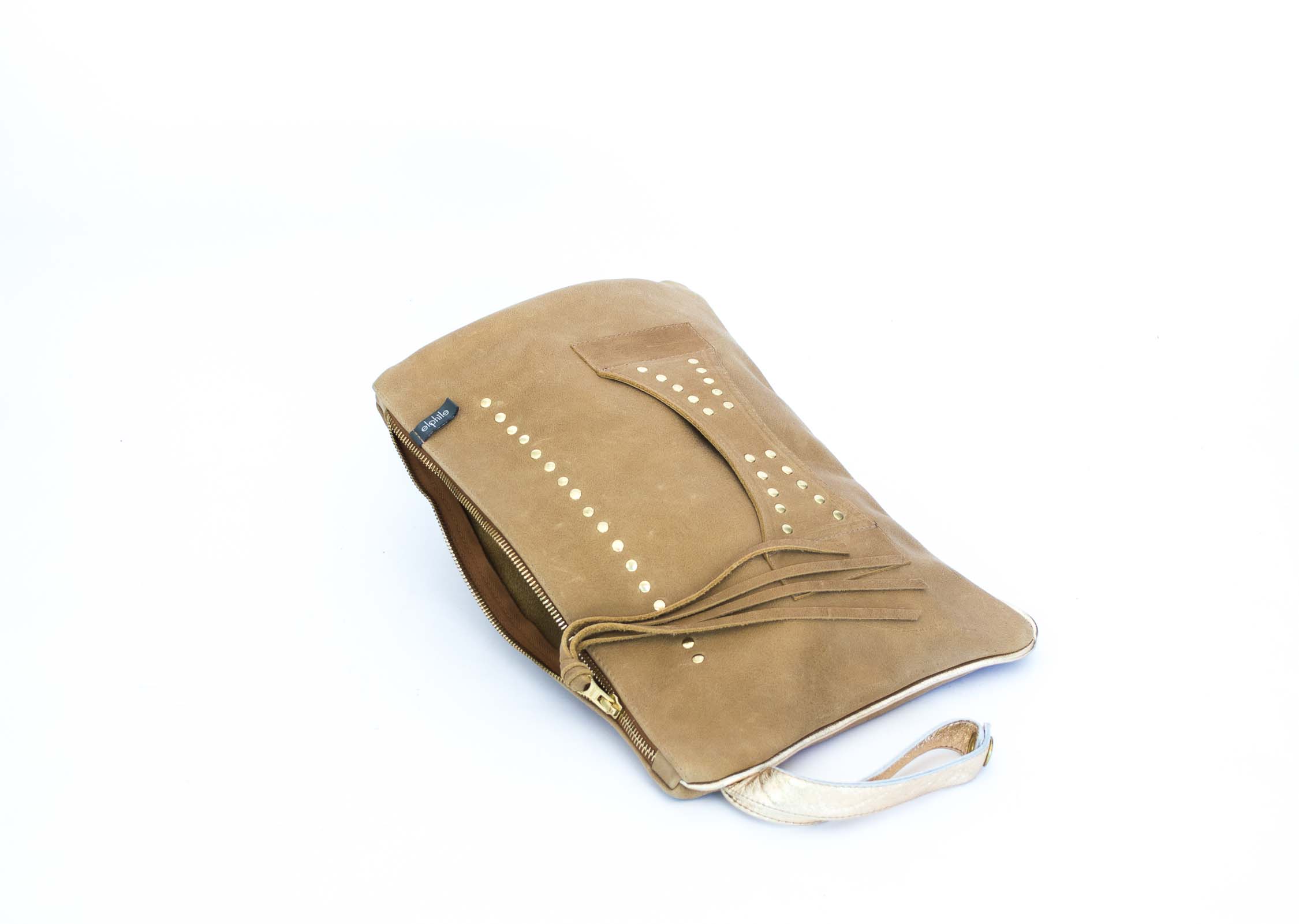 tan large clutch