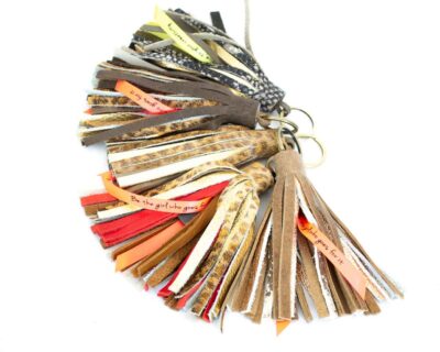 Fringe leather keychains made in genuine leather.
